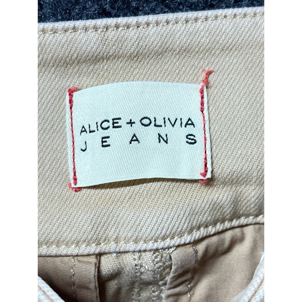 ALICE + OLIVIA Jeans Wide Leg Cargo High Rise Khaki Pants Women's Size 24 Button - Picture 7 of 11